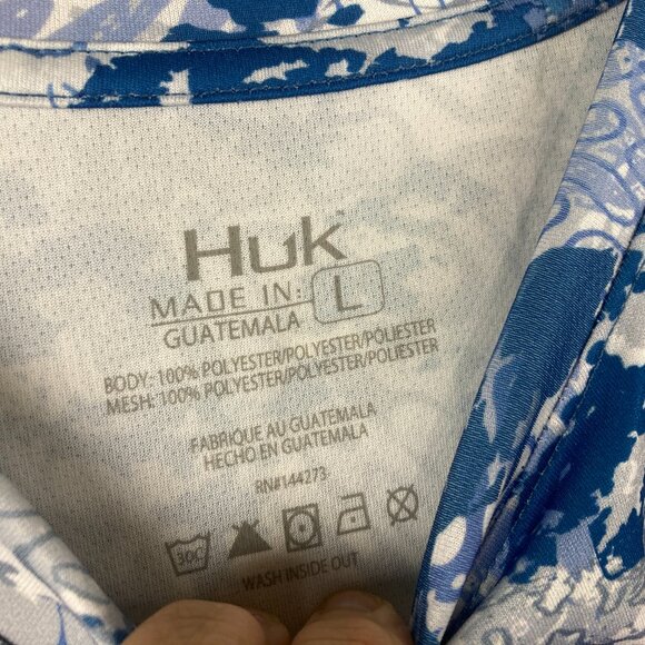 NWT Huk Fishing Men's Shirt Sz L X Tide Change Fade Long Sleeve Sun Protection - Picture 11 of 12